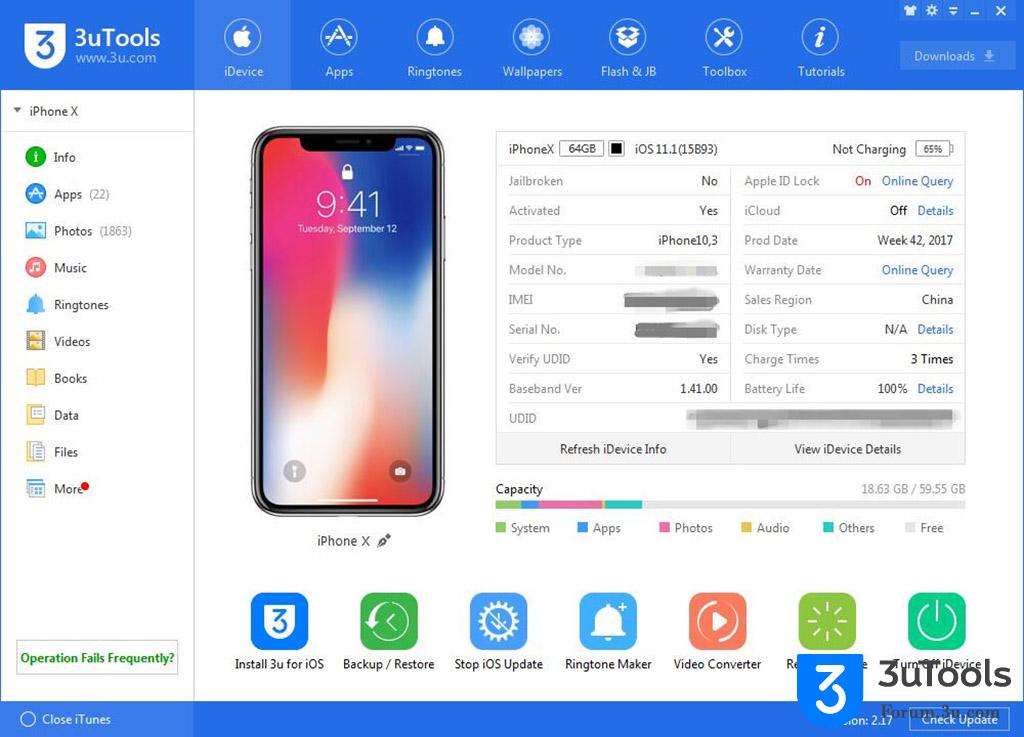 3uTools phát hành phiên bản 2.17, đem lại hàng loạt tính năng mới, hỗ trợ iPhone X